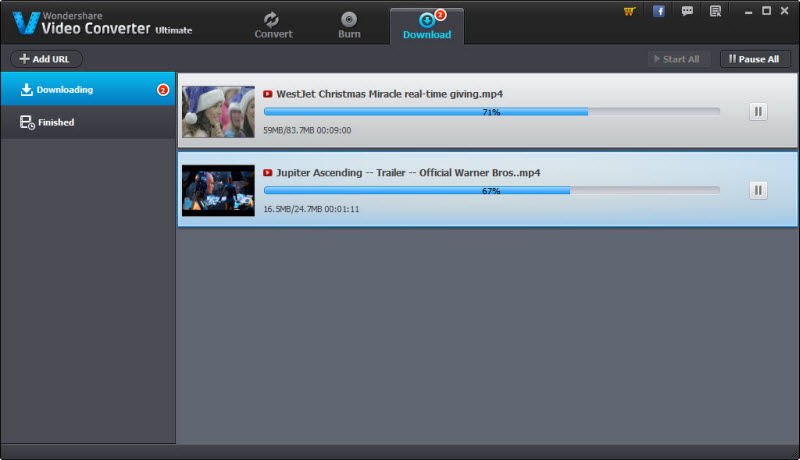 Download panel of video converter ultimate